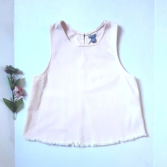 AERIE Light Pink Cotton Crop, Split-Back, A-Line Top - Picture 10 of 10